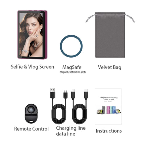 Magnetic Vlog Selfie Monitor – 4K, Bluetooth Remote, iPhone & Android