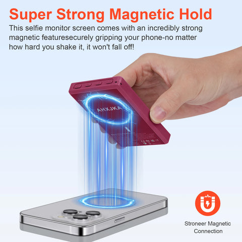 Magnetic Vlog Selfie Monitor – 4K, Bluetooth Remote, iPhone & Android