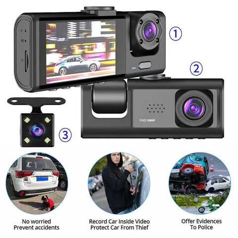Advanced 1080P Triple Camera Dash Cam